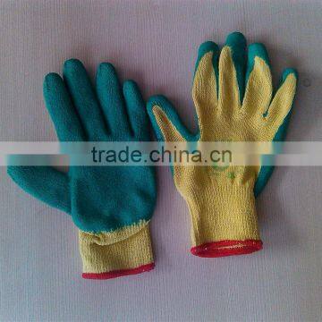 green latex grip gloves