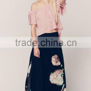 Ladies Lightweight 100% Rayon Off Shoulder Pink Tops photo-4
