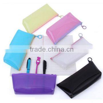 Hot sale new fashion pencil case TPU transparent eco-friendly pencil bag sweet color