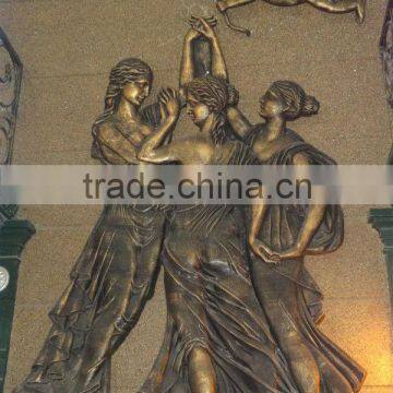 Bronze the three graces relief sculpture