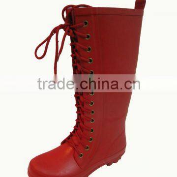 red woman rubber rain boots