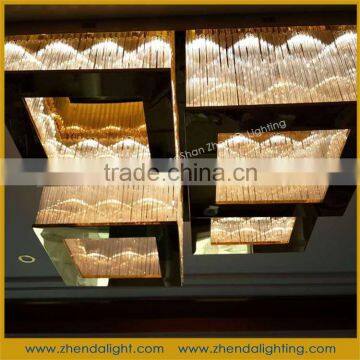 4 tiers square shape decoration led glass ceiling light for hotel and Club