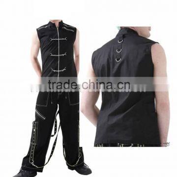 MENS GOTHIC STYLE COTTON VEST SLEEVELESS BACKSIDE D RINGS