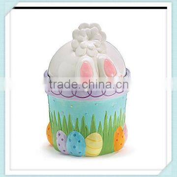 Colorful Ceramic Bunny Butt Jar for Cookies or Candy