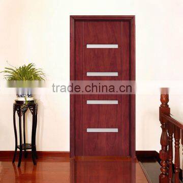 Economic Interior Teak Veneer Wood Glass Door Design photo-6