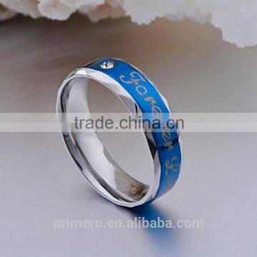 Forever Love Blue Couple Ring Set 316L Stainless Steel Jewelry His and Hers Matching Engagement Ring New Model Wedding Band photo-2