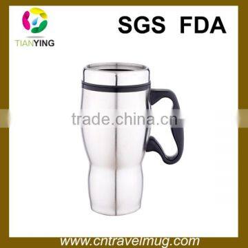 16oz double wall with handle stainless steel travel coffee mugs