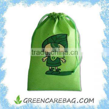 Well-made Double-string Green Nonwoven Drawstring Bag