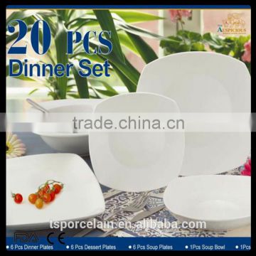 20pcs square new bone china dinner set , hotsale 20pcs dinnerware