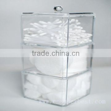 Clear acrylic cosmetic cotton box for all brands cosmetics