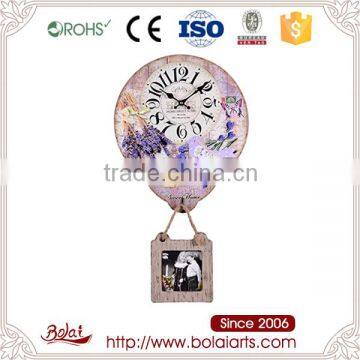 Lavender and small square frame design mdf stylish wall clock in low price