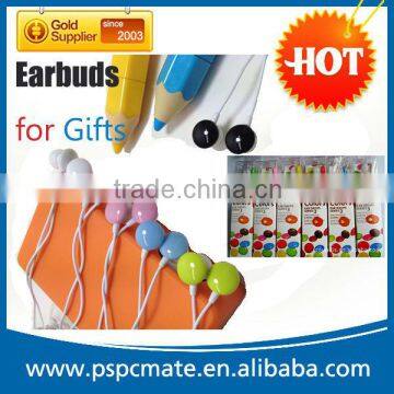 Lovely printing promotion earbud earphone for Christmas gift for giveaway