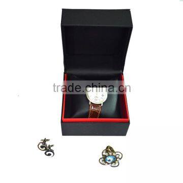 Luxury Black PU Leather Mens Watch Gift Boxes ,Accept Custom Logo