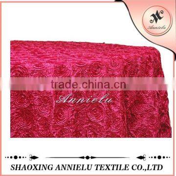 Fancy fuchsia rosette taffeta elegant wedding tablecloths