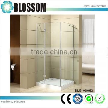 Square shaped frameless glass shower cabin hinge shower room