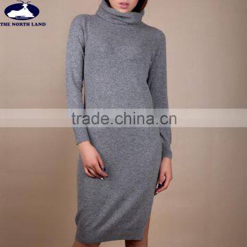 Ladies' Turtle Neck Long Pullover with Slit On Side CSW15112603L