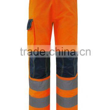 EN 20471 poly-cotton safety ergonomic pants with high visibility reflective tape