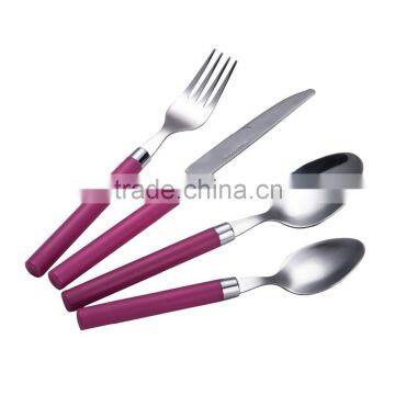 Purple handle plastic handle stainless steel cutlery set