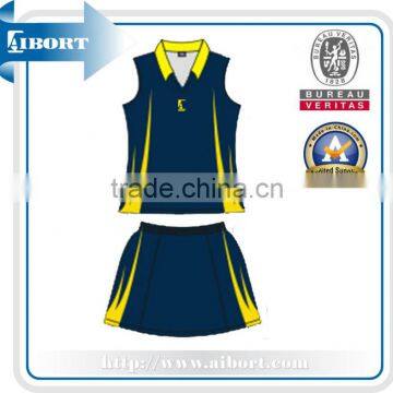 SUBNT-559 ladies black yellow netball dress uniform