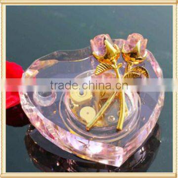 2016 Wedding Artificial K9 glass pink crystal heart music box