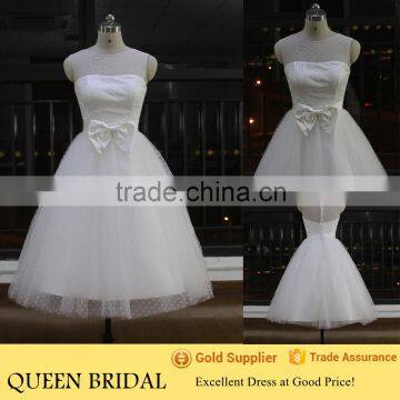 2015 Sleeveless Transparent Tulle Butterfly Wedding Dress Short Ball Gown