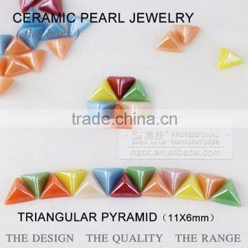 Ceramics Pearl 11*6mm Triangular Pyramid Flat Back Ceramic Rhinestone Factory Direct on Sales photo-5