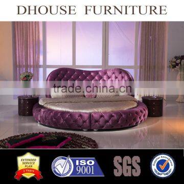 New Classical Style Fabric Home Round Bed with button AL01