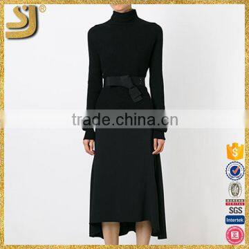 Black Long Sleeve Woman Wool Winter Sweater photo-6