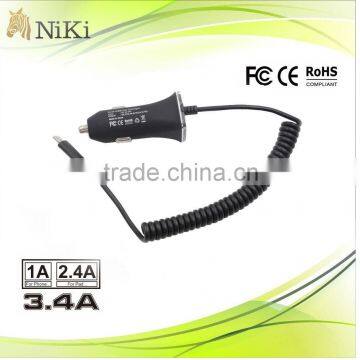 for samsung galaxy 3.4A car charger with micro usb cable
