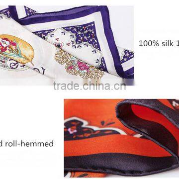 Factory Direct Luxury Custom Digital Printed Twill Scarf 100% Silk Scarf photo-3