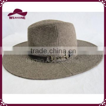 Two Tone Herringbone Panama Hat with Bronze Keychain