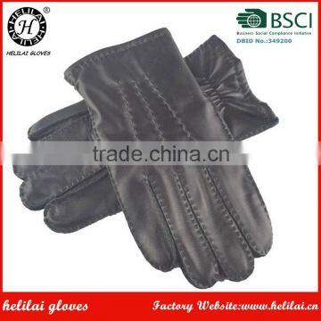 Men's Hand Sewing Sheepskin Leather Gloves Winter Driving Cashmere Lined Leather Gloves