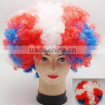 bob trading new arrival football fan wig/hair football fans wig human hair stretch adjustable wig cap