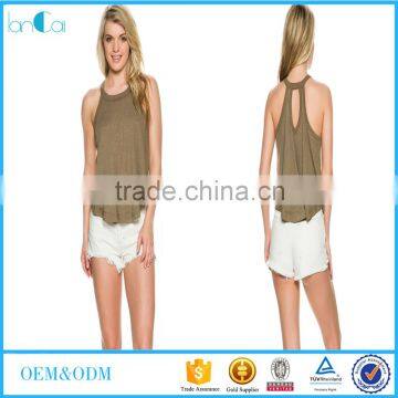 Low MOQ women sleeveless summer design sexy tops lancai garment