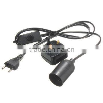 E27 1.5M Plug In Lamp Base Light Socket Switch Cable Vintage Antique Household Lamp Holder EU/UK Plug photo-2