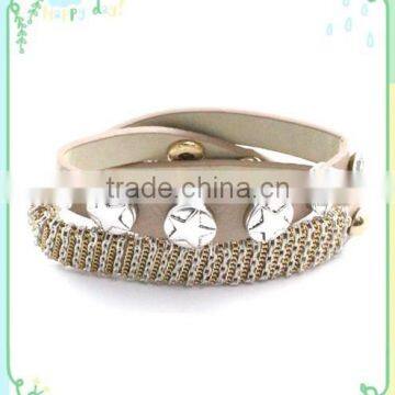 2015 PU DIY Button Chain Wrap Bracelet .Star Button photo-3