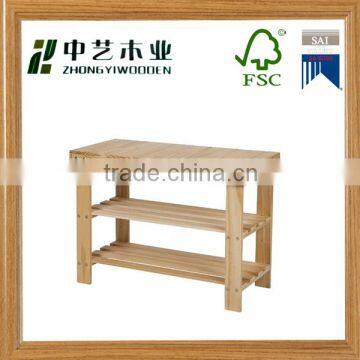 FSC cheap simple design handmade custom decorative livingroom wooden shoe rack