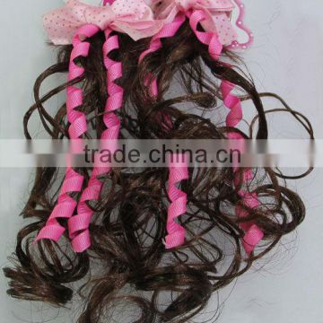 Girls Hair bow clips Dots Hairpin with wigs