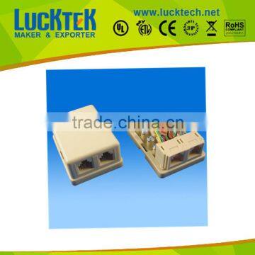 Telephone jack box,6P2C/6P4C/6P6C MODULAR SURFACE DUAL JACK