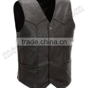 Men Black Leather Vests