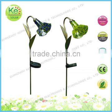 Powerful metal stake flower rechargeable solar light for garden