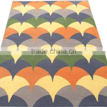 Modern Design Hand Tufted Cut Pile Gold/Green Colour Wool Rugs