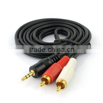 High Quality 1.5m 3.5mm to 2rca av audio cable