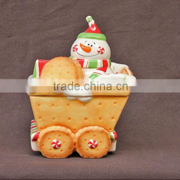 Christmas decorative dolomite snowman cookie jar