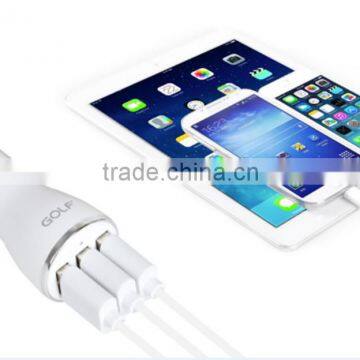 3 port USB custom universal car charger adapter for phone iPad charger