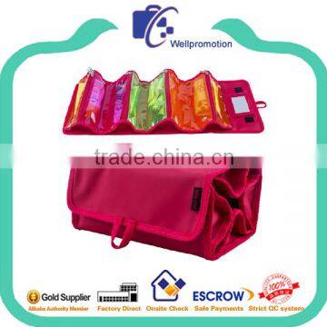 Latest hot sale stylish ladies foldable hanging toilet kit bag