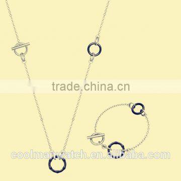 2016 Coolman Jewelry Zirconia and 316L S.S Material Simple and Gentle Style Lady's Jewelry Necklace and Bracelet