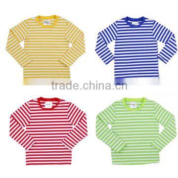 Wholesale 2016 striped color with solid color trim baby kids clothes boys long sleeve fall shirts