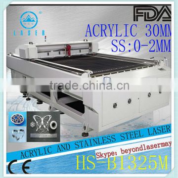 25mm acrylic and 1mm stainless steel 140W GSI laser cutting machine