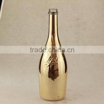 Empty champagne bottle fancy glass wine bottle gold color glass bottle